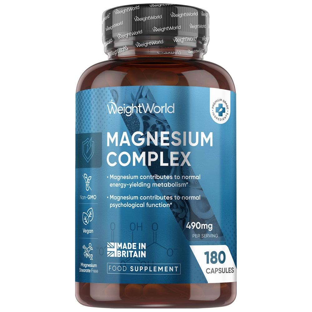 WeightWorld Magnesium Complex 490mg flaske – 4-i-1 formel med bisglycinat, citrat, malat og taurat
