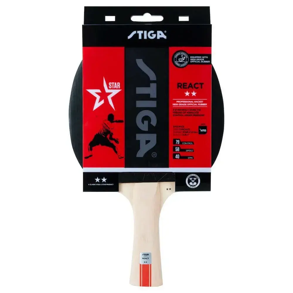 Stiga React 2-stjernet bordtennisbat i sort