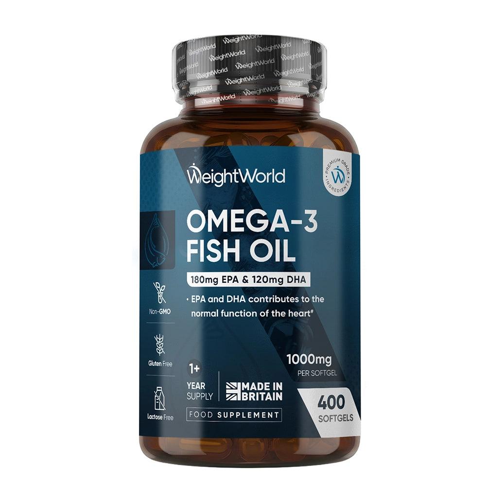 WeightWorld Omega 3 Fiskeolie 1000mg, 400 kapsler til over 1 års forbrug
