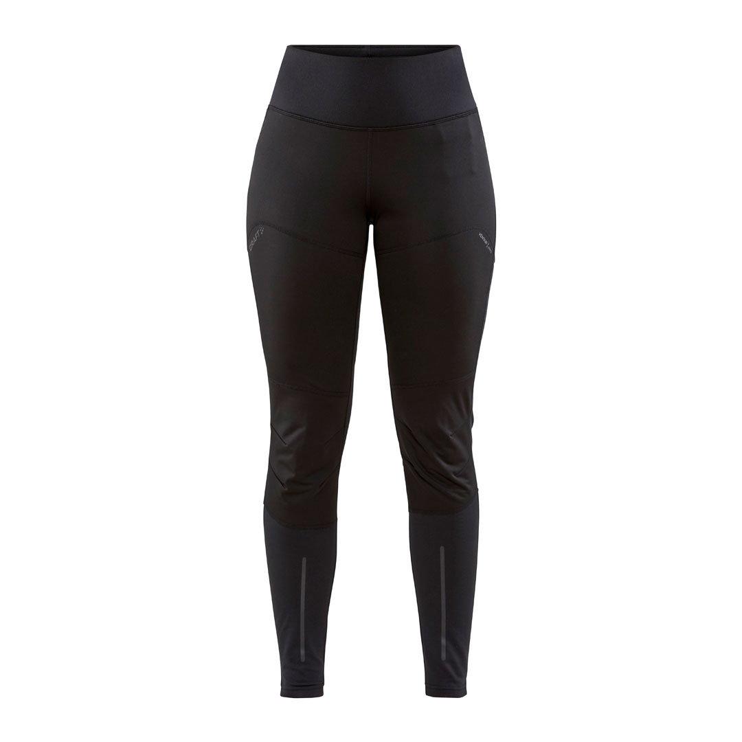 Craft Advanced Essence Wind vinterløbetights til dame i sort med vindtæt frontpanel