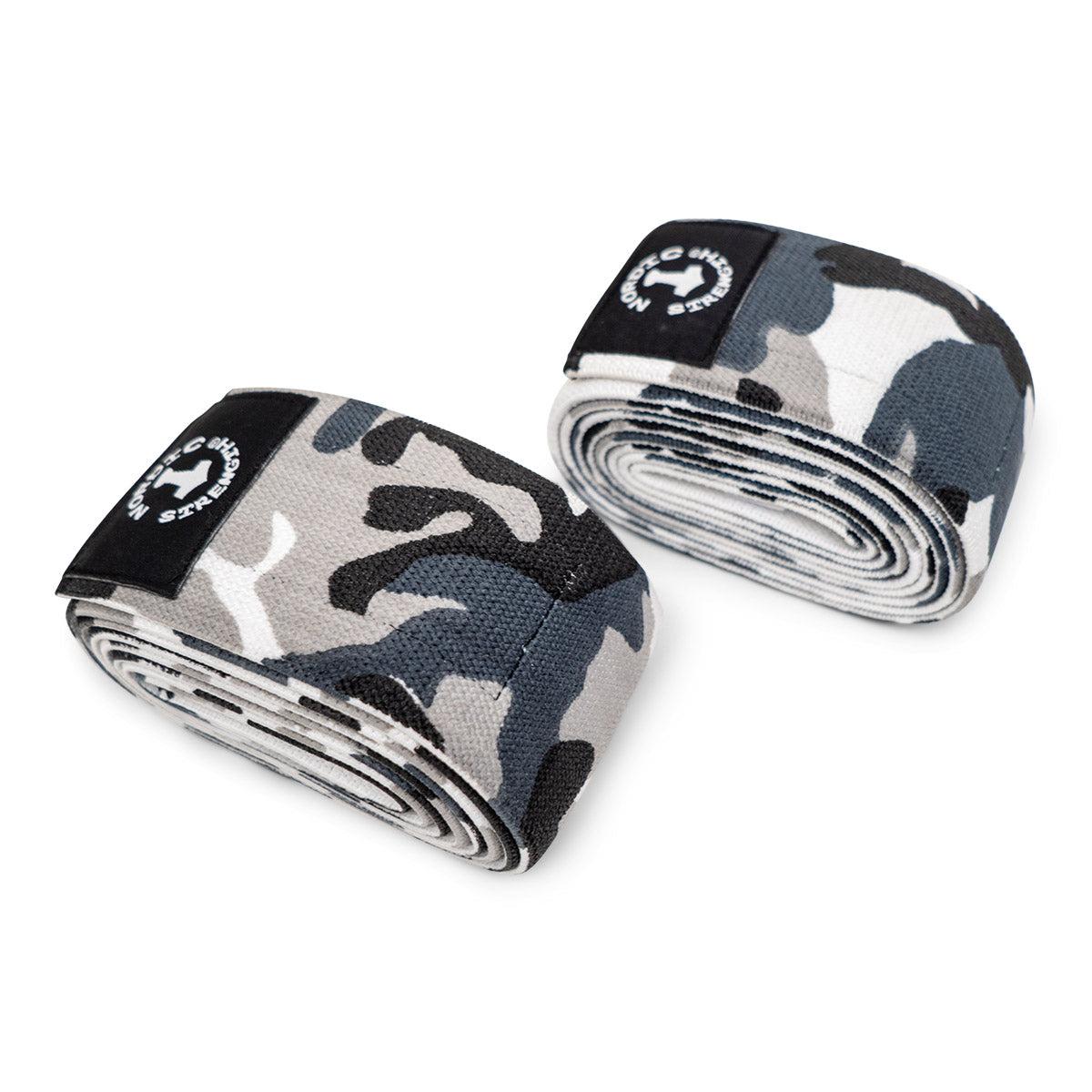 Knæbind i camo-mønster med velcro-lukning fra Nordic Strength, sæt med 2 stk af 2 meter