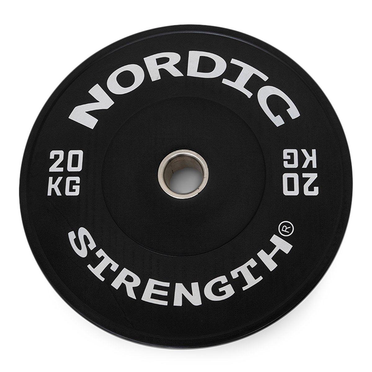 Sort premium bumper plate på 20 kg i olympisk 50 mm til dødløft og CrossFit