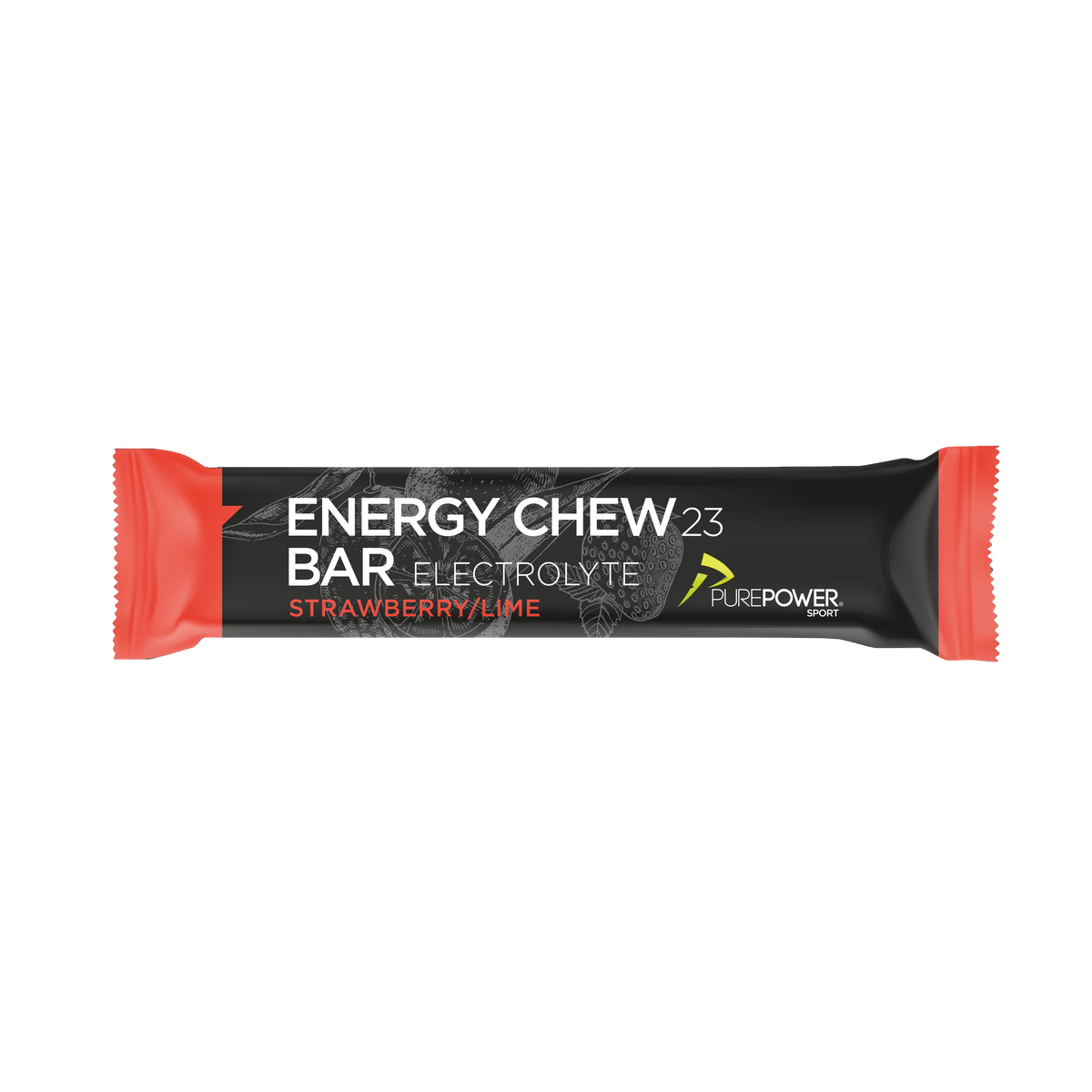 PurePower Energy Chew Bar med elektrolytter, jordbær/lime, 30 g