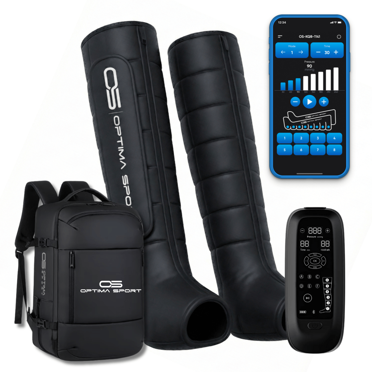 Optima Sport Recovery Boots K6 med seks kamre og indbygget batteri