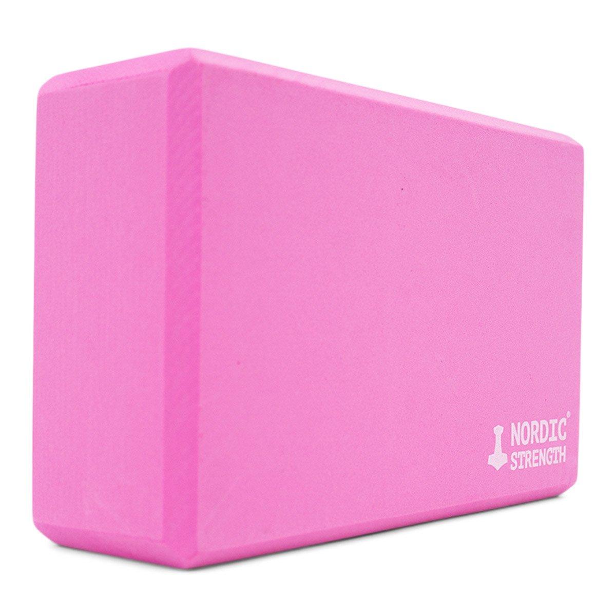 Lyserød yogablok i EVA-skum fra Nordic Strength, 23,5 x 15 x 8 cm