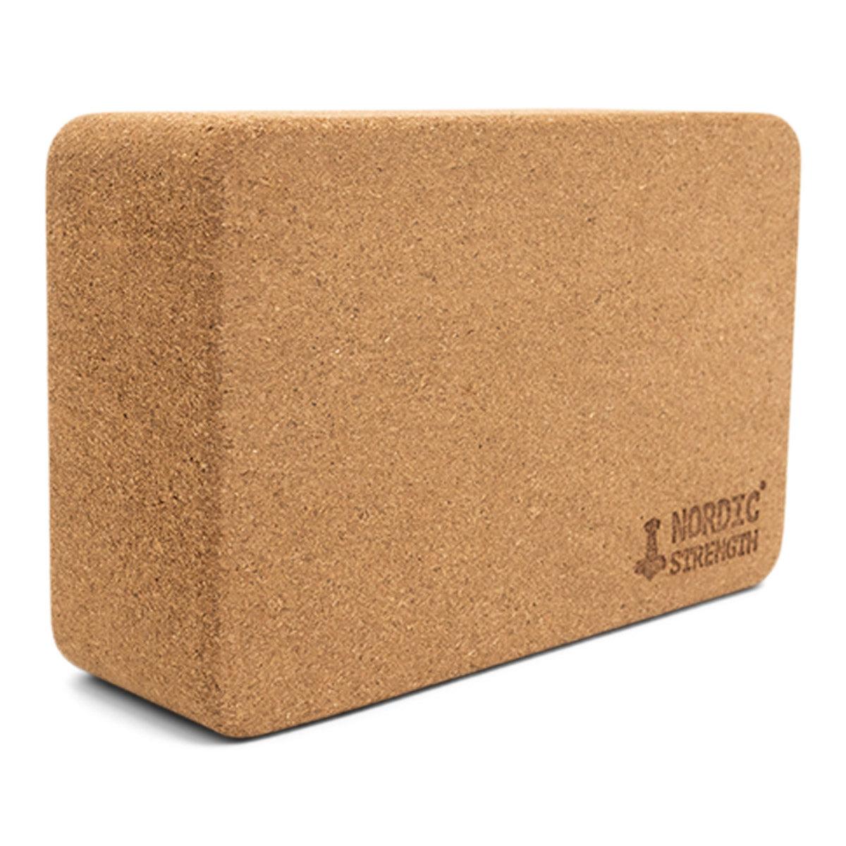 Yogablok i naturkork, 22 x 15 x 8 cm, tung og stabil til vægtbærende positurer