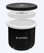 Sort oppusteligt Watery Hero isbad med 5-lags termolag set forfra