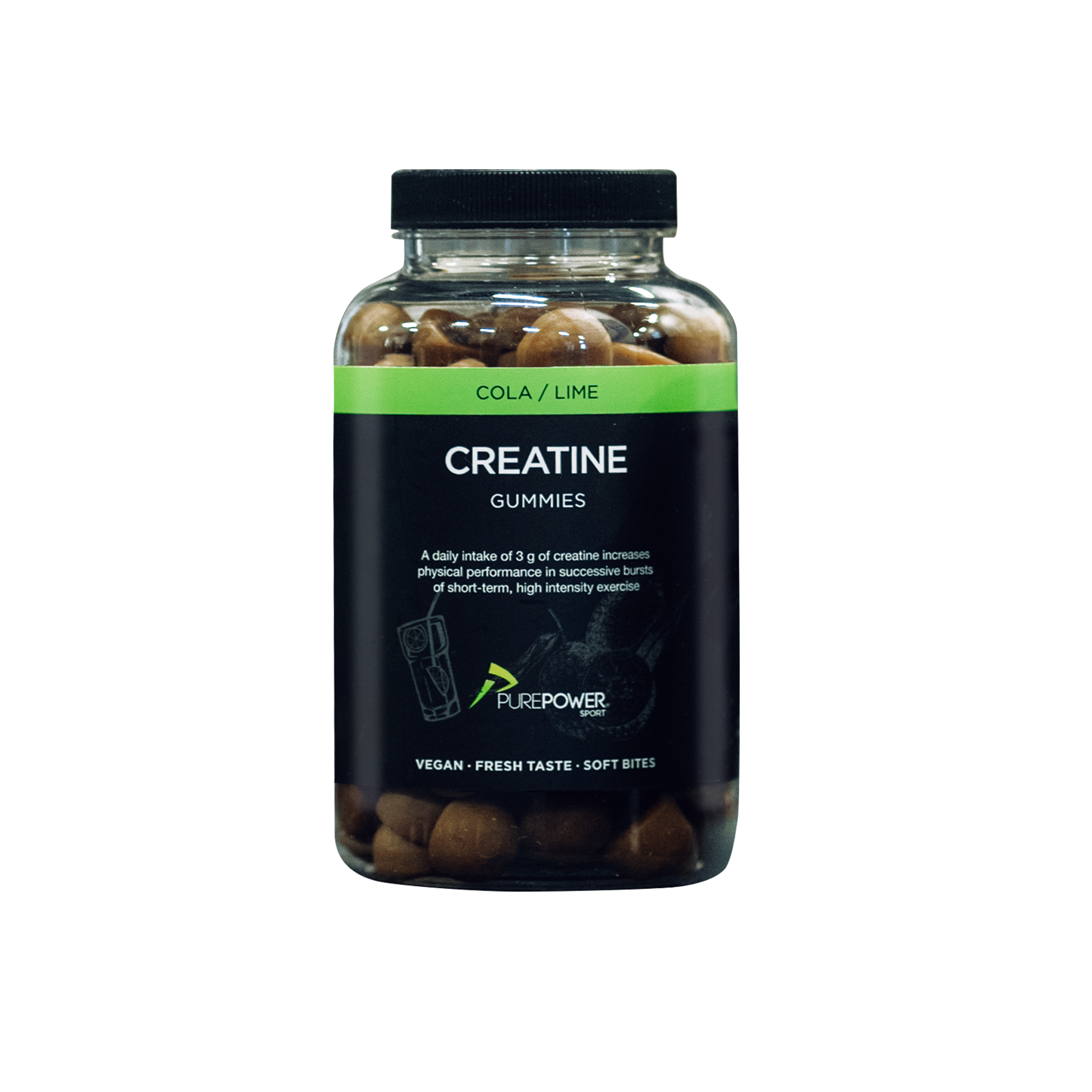 PurePower Kreatin Vingummi Cola og Lime smag 120 stk. pose