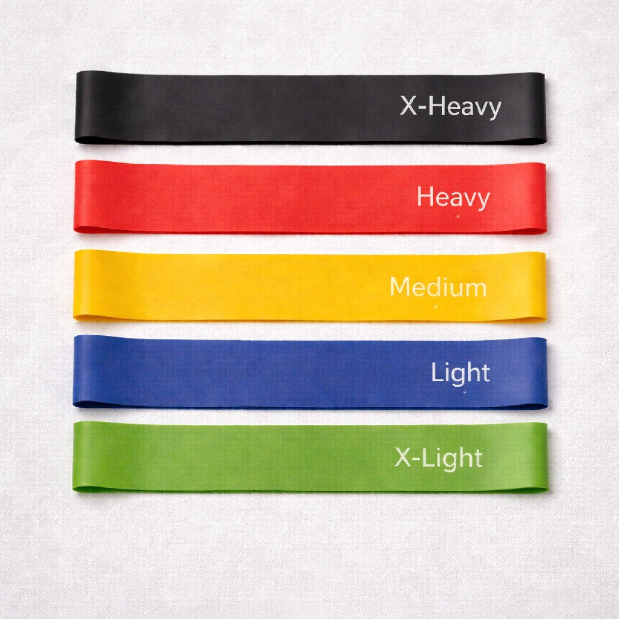 MySports 5 pak træningselastikker loop bands fra X-Light til X-Heavy