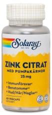 Solaray Zink Citrat med 60 kapsler