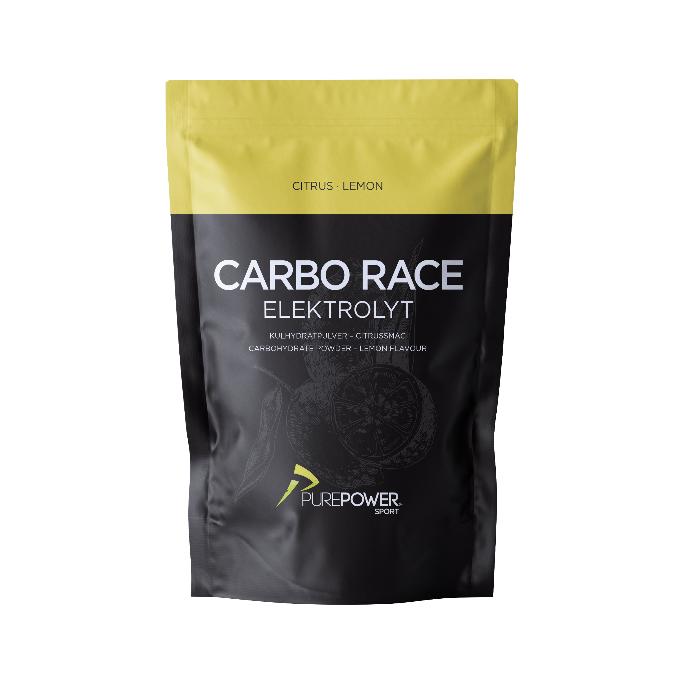 PurePower Carbo Race Elektrolyt energipulver med citrus-smag, 1 kg