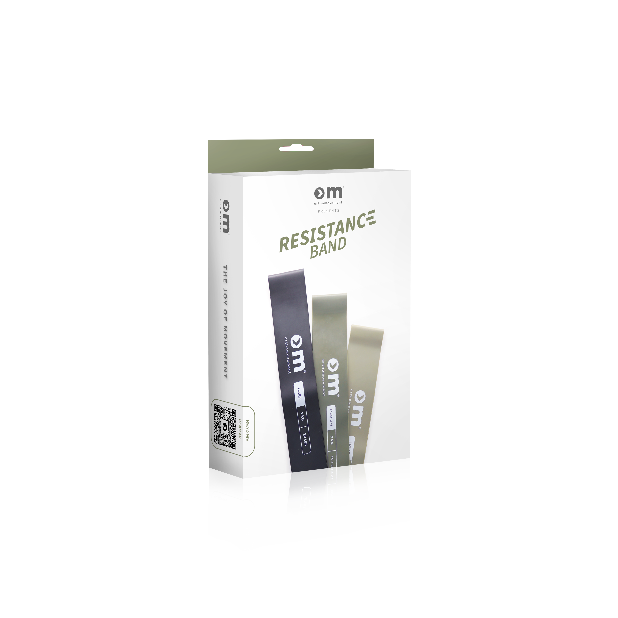 Ortho Movement resistance band 3 pack fra fysio-brandet i tre modstandsniveauer