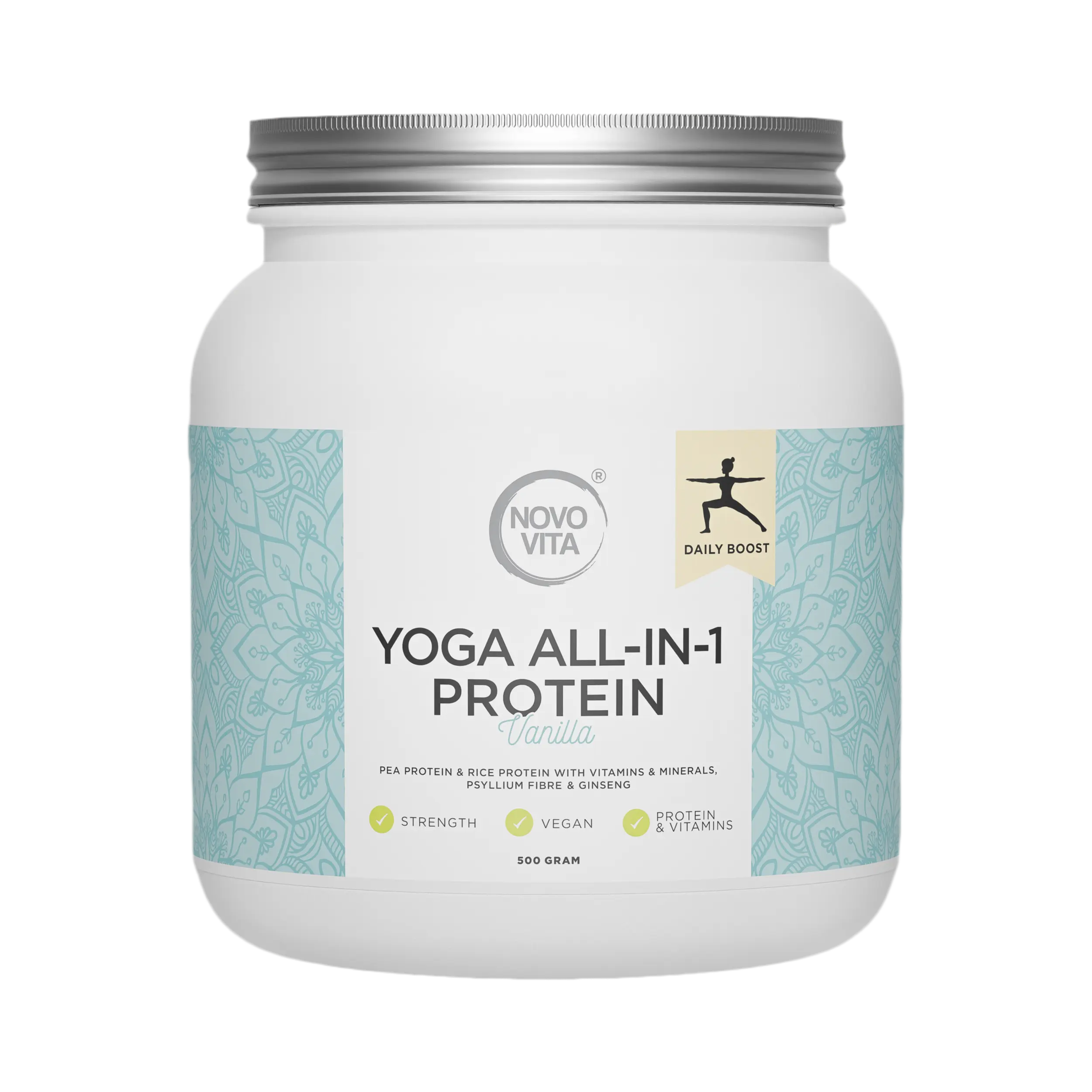 Body and More Yoga All-In-1 Protein Vanilla 500 g pose vegetarvenlig