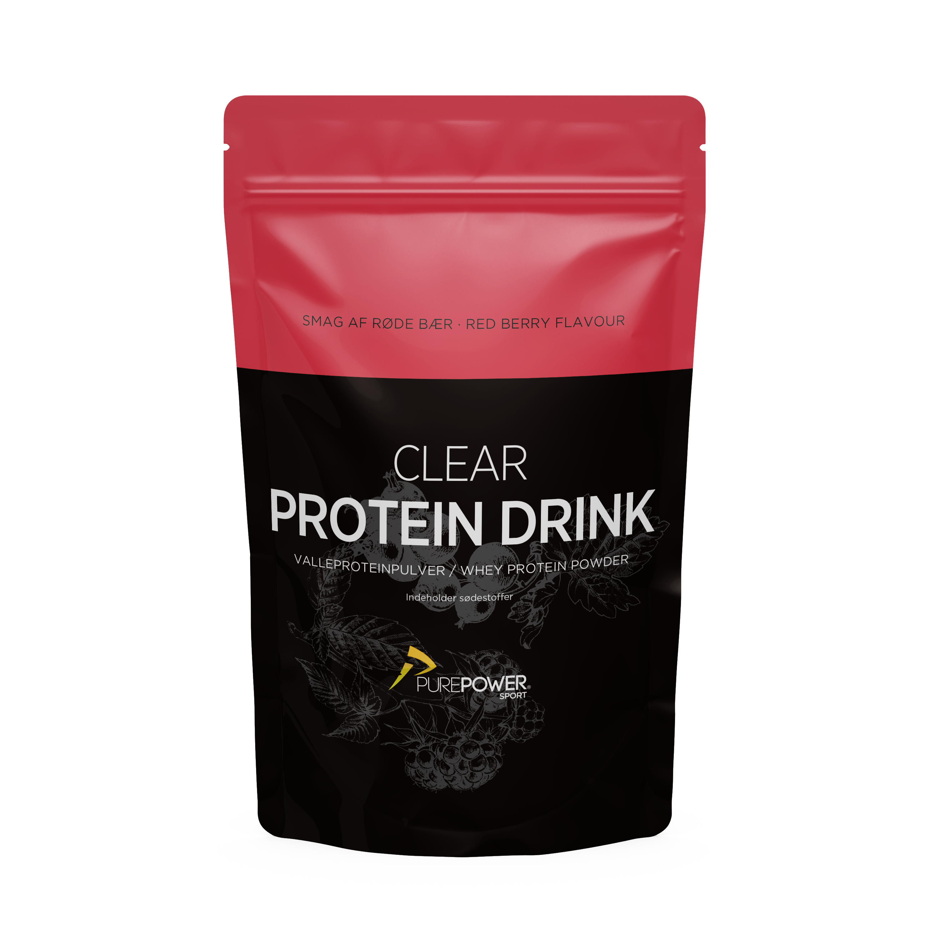 PurePower Clear Protein Drink Røde Bær 400 g pose til klar proteinshake