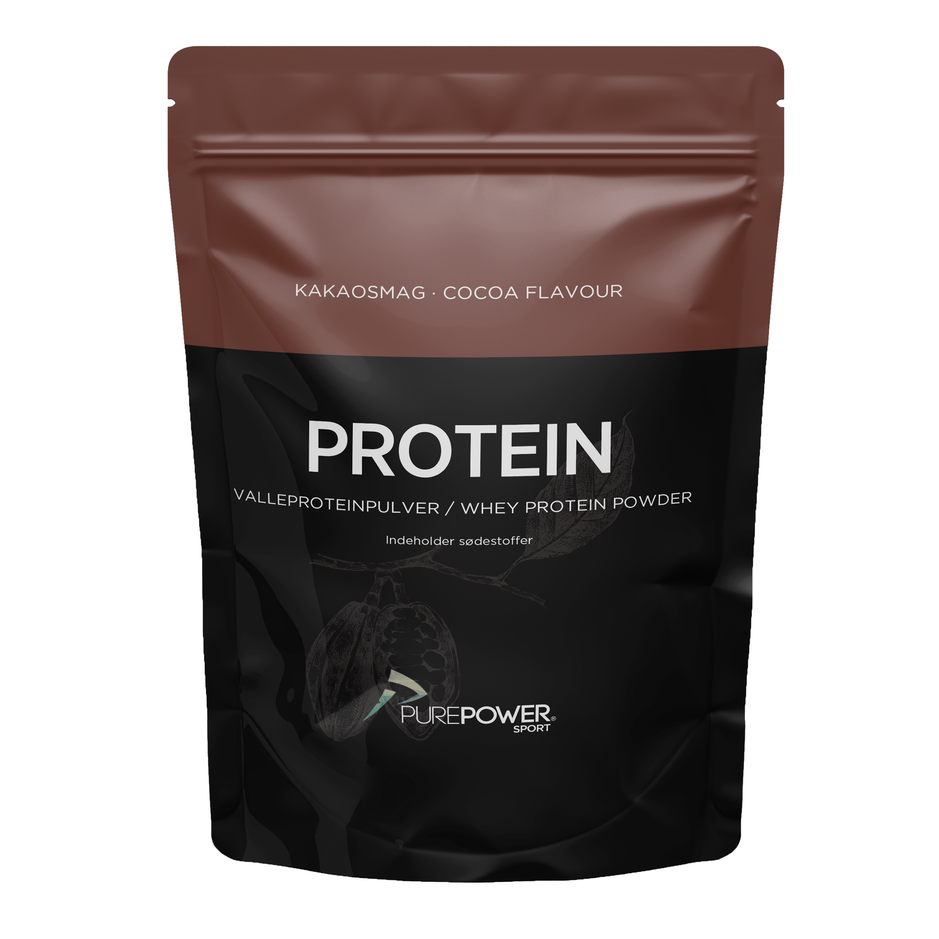 PurePower Valle Protein Kakao 1 kg pose valleproteinkoncentrat chokoladesmag