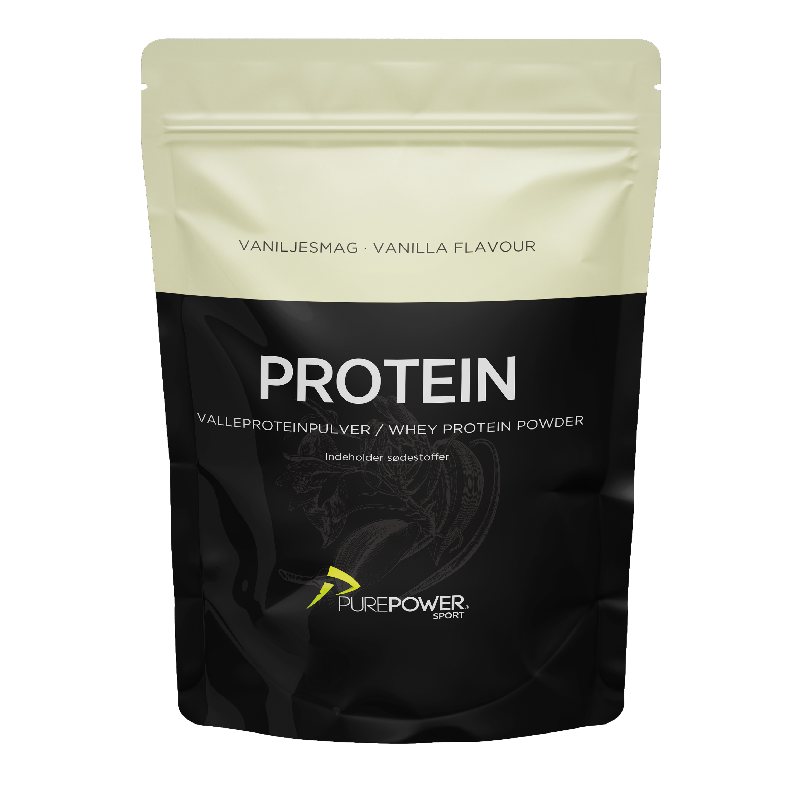 PurePower Valle Protein Vanilje 1 kg pose valleproteinkoncentrat