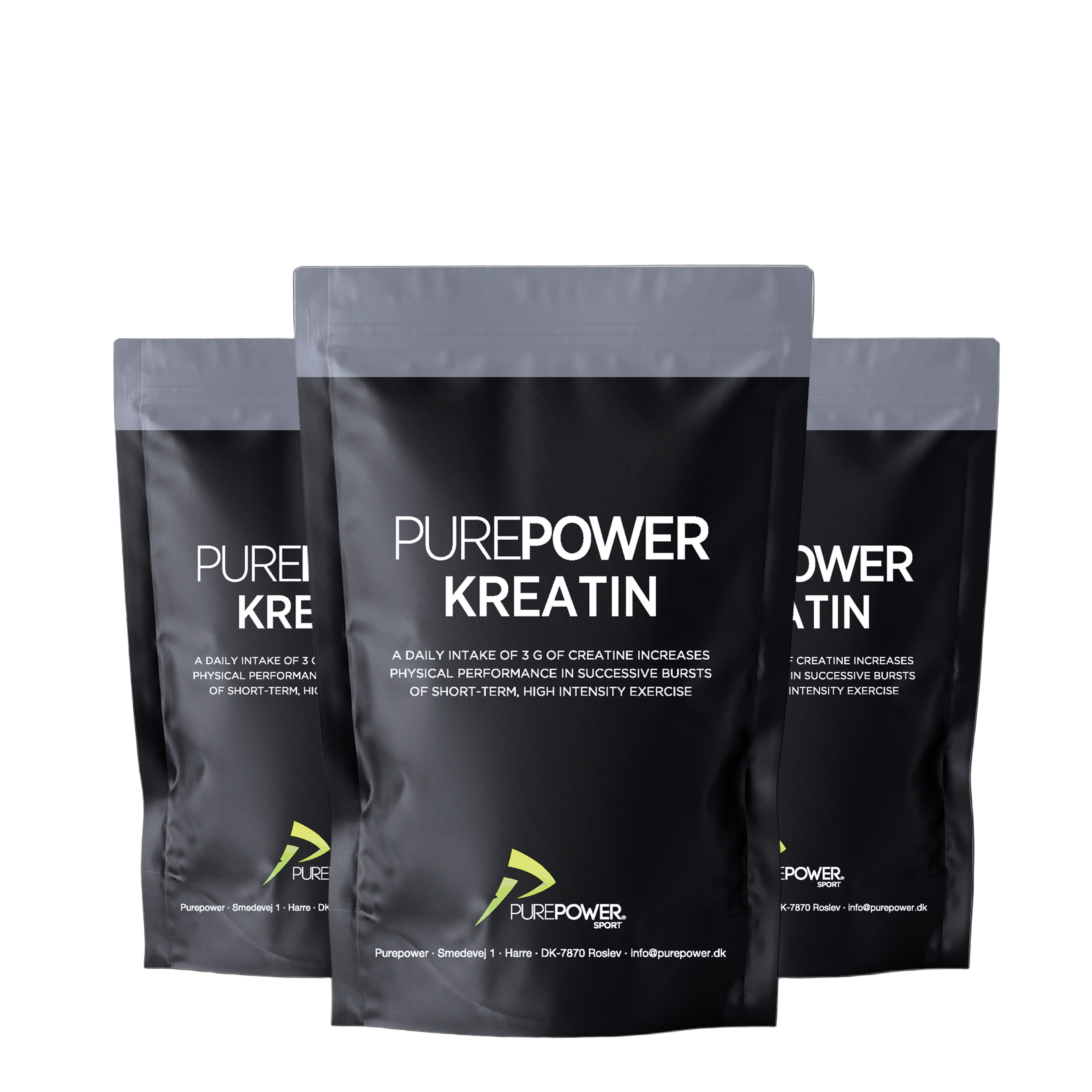 PurePower Kreatin 3-Pak med tre poser à 300 g kreatinmonohydrat