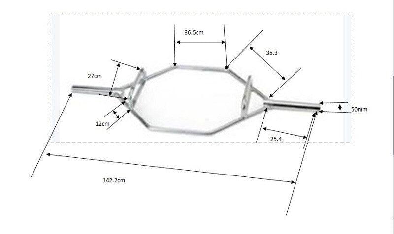 Sekskantet hex bar / trap bar i 50 mm med neutrale håndtag til dødløft
