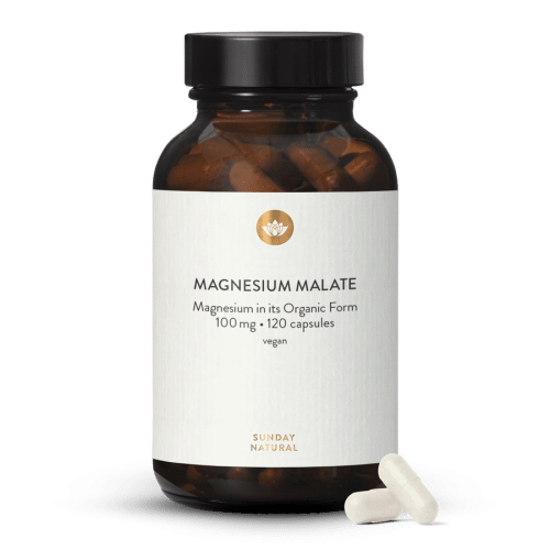 Sunday Natural Magnesiummalat 100 mg i pakke med 120 kapsler