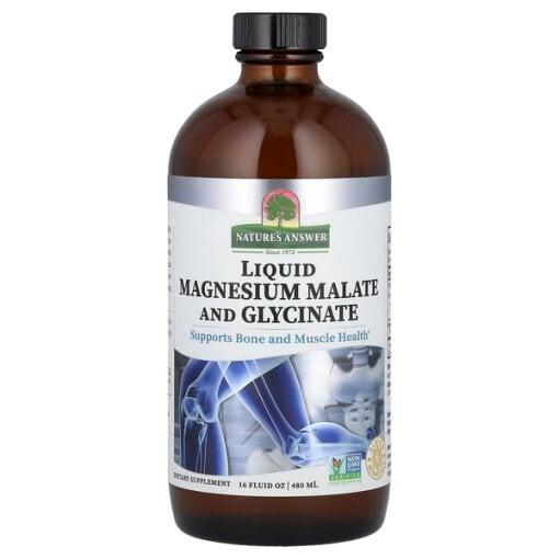 Nature's Answer Liquid Magnesium Malate and Glycinate 480 ml flaske – flydende magnesium med bisglycinat og malat