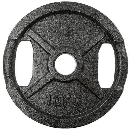 Sort vægtskive i støbejern med greb, 10 kg i olympisk 50 mm