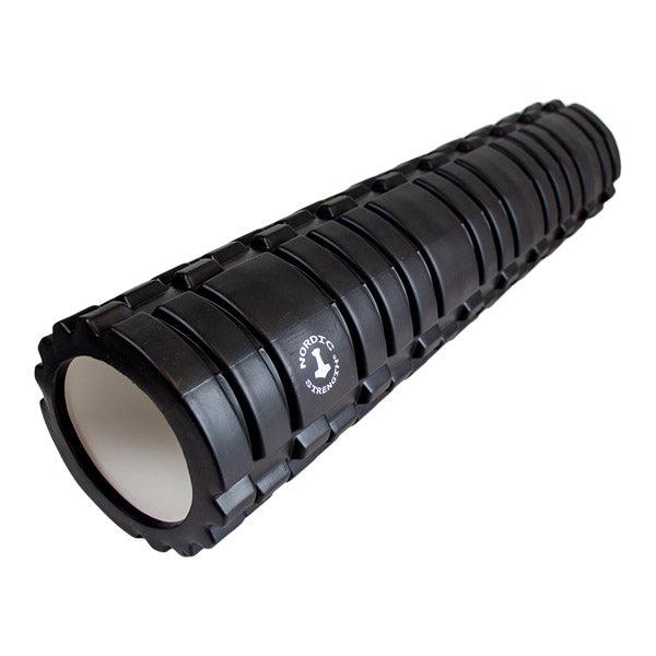 Sort 60 cm foam roller med trigger points mønster og plastkerne til dybde massage