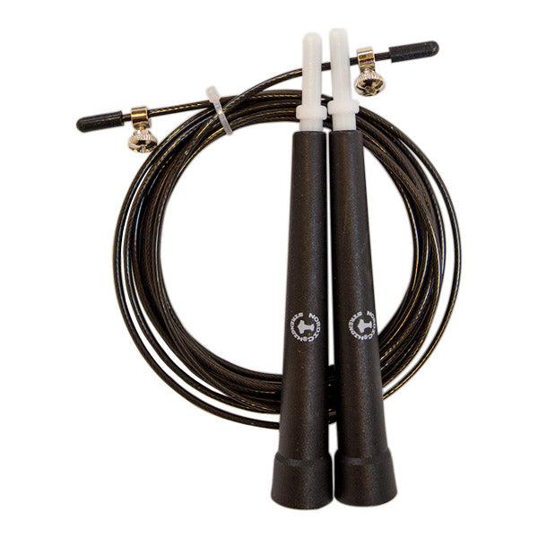 Speedrope PRO med plastbelagt stålwire og korte 14 cm håndtag
