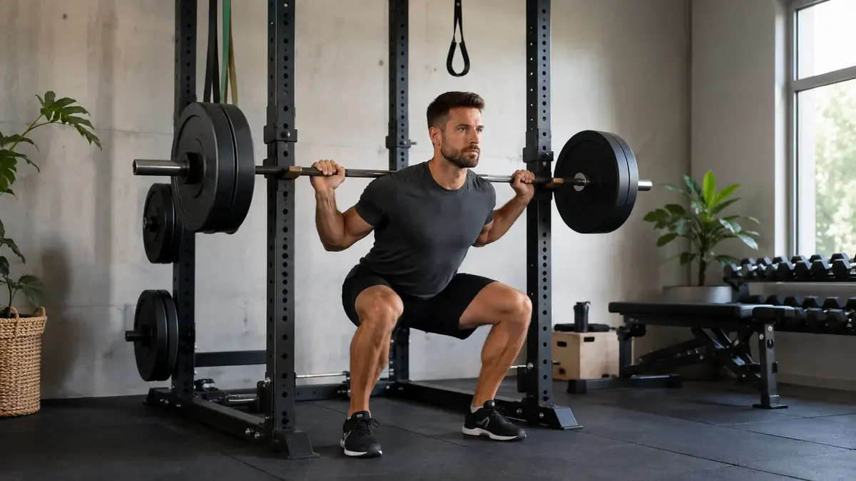 Illustration af squat rack og power rack til hjemmegym