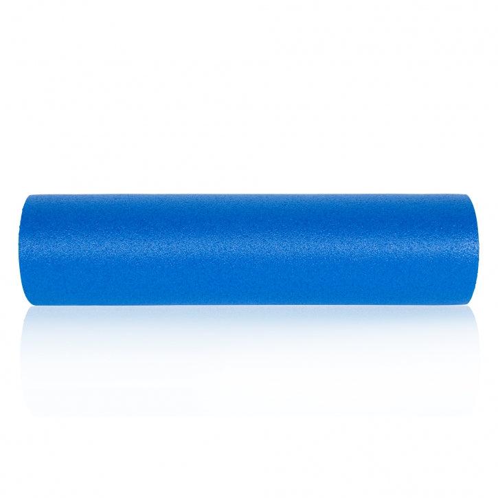 Blå EPP foam roller 60 cm lang med hård glat overflade til rygbehandling