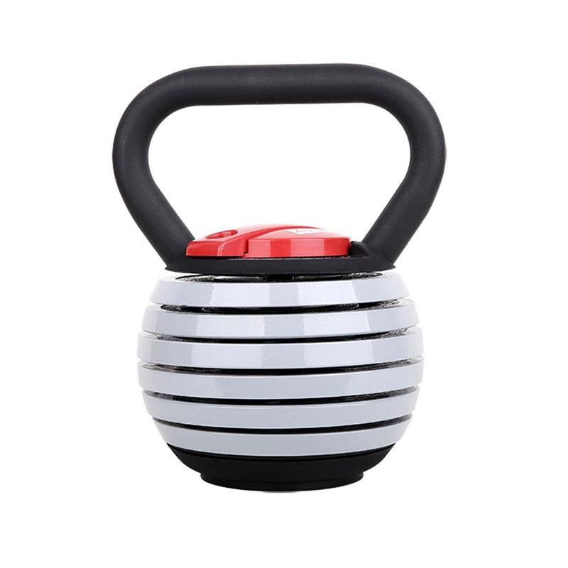 Justerbar kettlebell fra 4 til 18 kg som erstatter syv separate støbejernsvægte