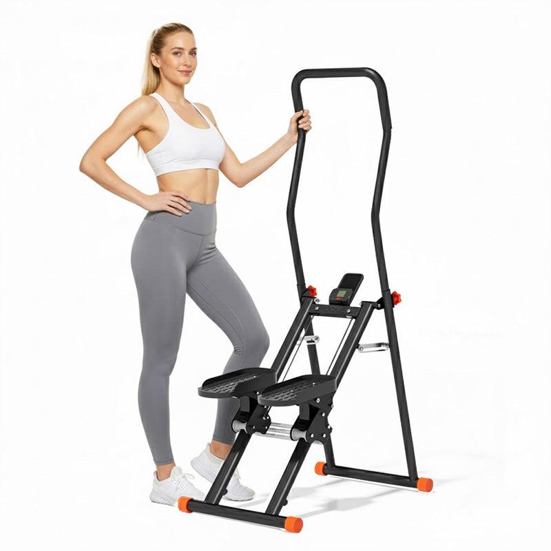 Sammenklappelig trappemaskine (stair stepper) med håndtag og LCD-display