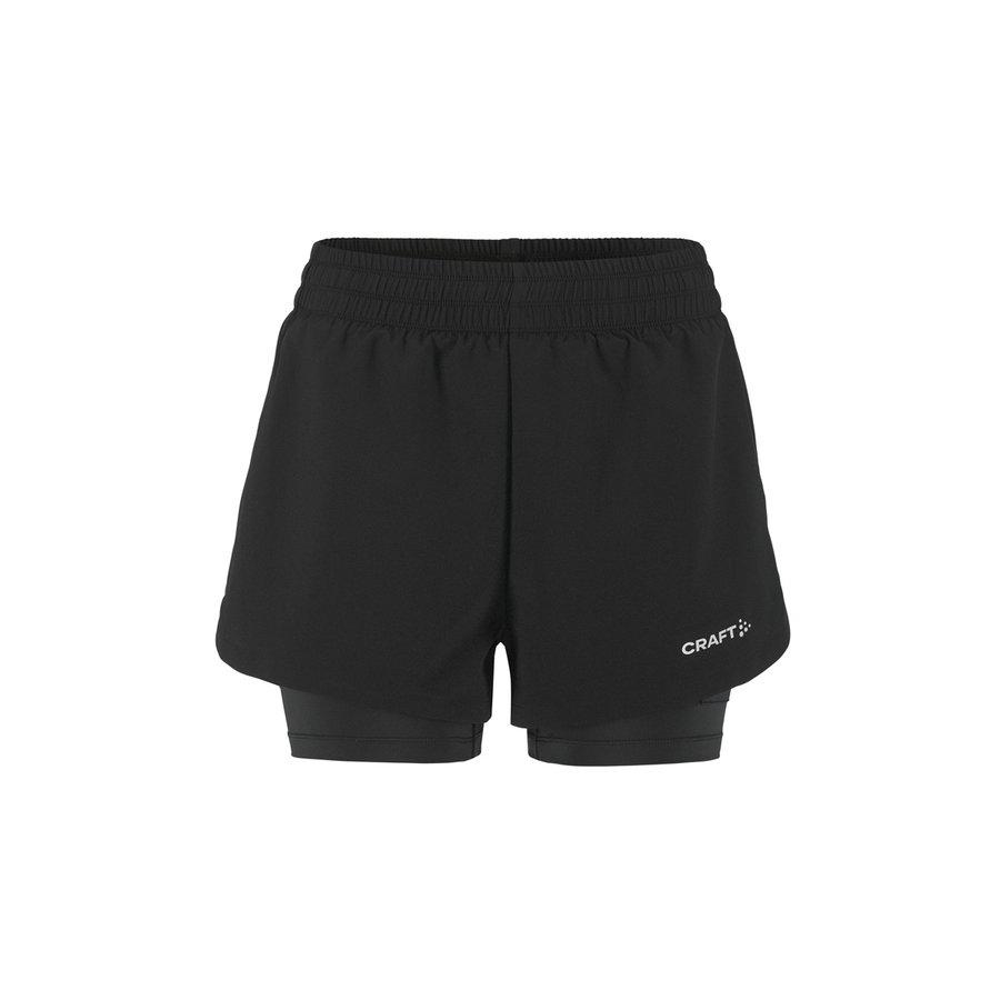 Craft Adv Essence 2-i-1 løbeshorts til dame i sort med korte inderbukser