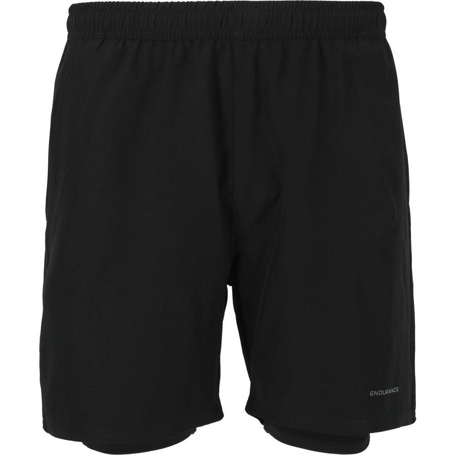 Endurance Kros 2in1 løbeshorts til herre i sort med indbygget kompressionsshorts
