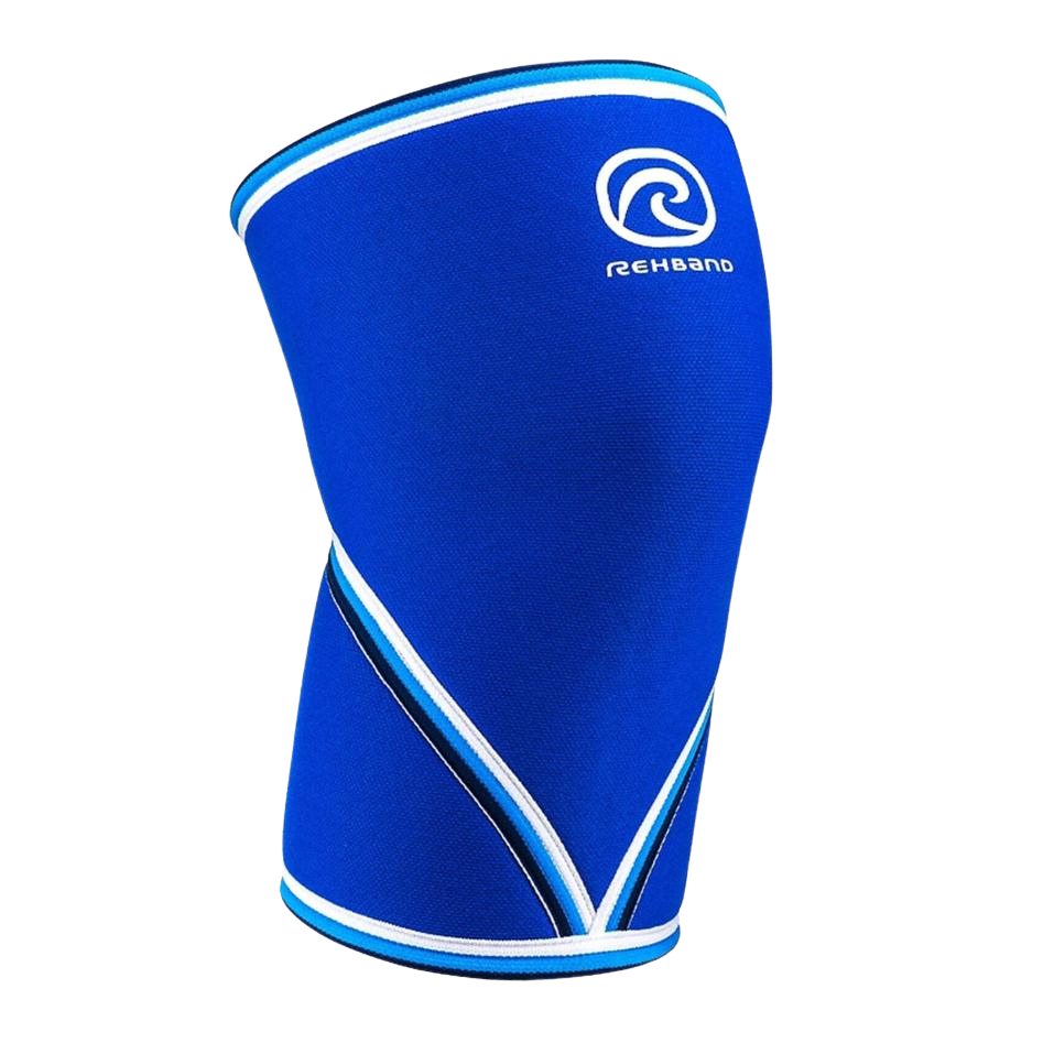 Rehband RX Original V Knee Sleeve 7mm i blå neopren med V-cut og Pique-toplag